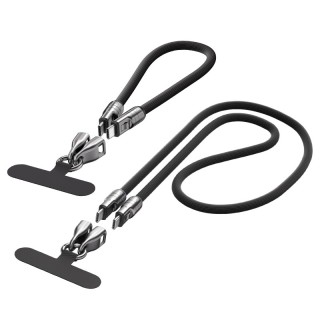 Κορδόνι Λαιμού & Καλώδιο Φόρτισης USB-C to USB-C 2-σε-1 για Κινητό (Lanyard Cable) 120 cm - Ροζ/Μπλε