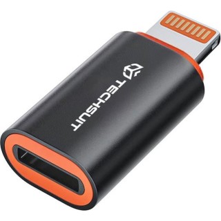 Techsuit - Premium OTG Adapter pc- Type-C Male to Lightning Female, PD20W, Converter for iPhone - Black / Orange