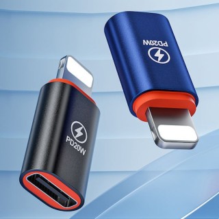 Techsuit - Premium OTG Adapter pc- Type-C Male to Lightning Female, PD20W, Converter for iPhone - Black / Orange