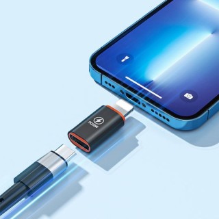 Techsuit - Premium OTG Adapter pc- Type-C Male to Lightning Female, PD20W, Converter for iPhone - Black / Orange