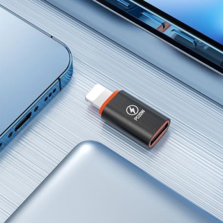 Techsuit - Premium OTG Adapter pc- Type-C Male to Lightning Female, PD20W, Converter for iPhone - Black / Orange