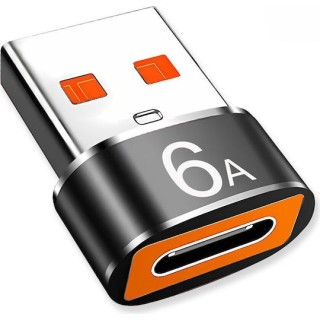 Techsuit - Premium OTG Adapter  HyperPort (A4) - Type-C to USB, 5Gbps, 6A, 120W, Converter for Phone - Black / Orange