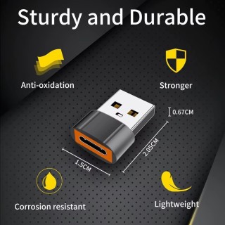 Techsuit - Premium OTG Adapter  HyperPort (A4) - Type-C to USB, 5Gbps, 6A, 120W, Converter for Phone - Black / Orange