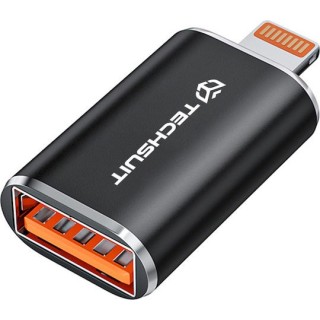 Techsuit - Premium OTG Adapter  HyperPort (A6) - USB3.0 to Lightning, PD30W, 5Gbps, GaN, Converter for iPhone - Black / Orange