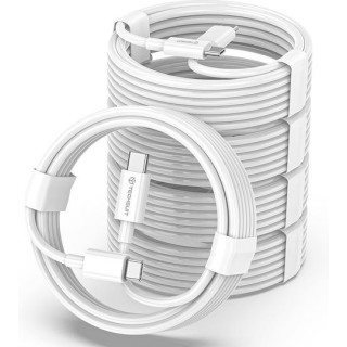 Techsuit - Data Cable (PCB130) - Type-C to Type-C, Fast Charging, 60W, 480Mbps, Aluminum Alloy, 1m - White