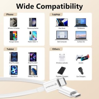 Techsuit - Data Cable (PCB130) - Type-C to Type-C, Fast Charging, 60W, 480Mbps, Aluminum Alloy, 1m - White