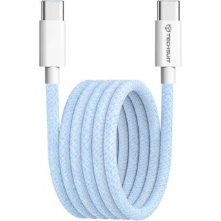 Techsuit - Data Cable (PCB114D)  - for Apple, Android, Type-C, Super Fast Charging, PD60W, Flexible, Durable, 1m - Blue