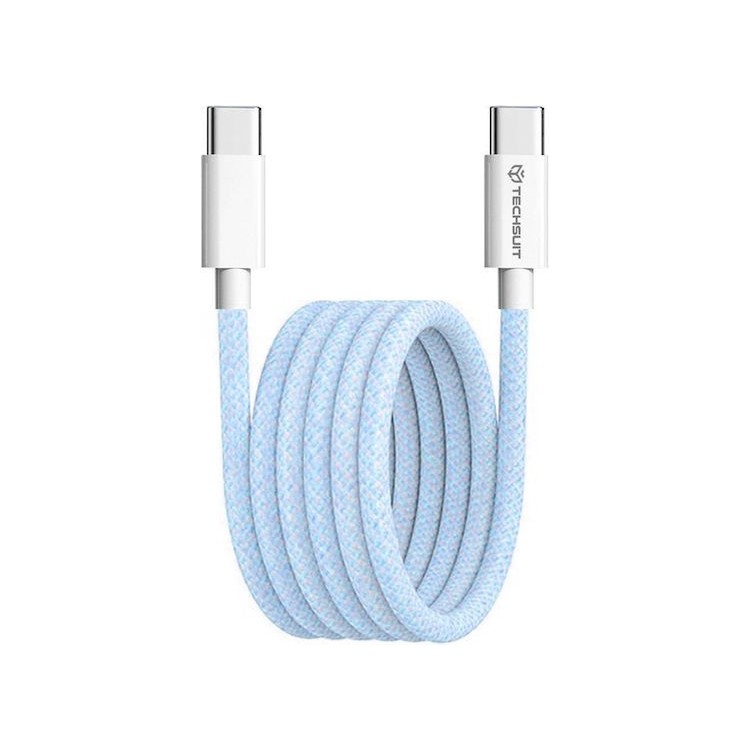 Techsuit - Data Cable (PCB114D)  - for Apple, Android, Type-C, Super Fast Charging, PD60W, Flexible, Durable, 1m - Blue