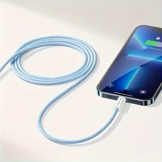 Techsuit - Data Cable (PCB114D)  - for Apple, Android, Type-C, Super Fast Charging, PD60W, Flexible, Durable, 1m - Blue