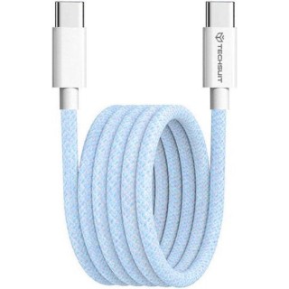 Techsuit - Data Cable (PCB114D)  - for Apple, Android, Type-C, Super Fast Charging, PD60W, Flexible, Durable, 1m - Blue