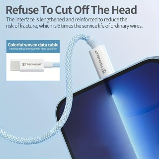 Techsuit - Data Cable (PCB114D) - for Apple, Android, Type-C, Super Fast Charging, PD60W, Flexible, Durable, 1m - Gray