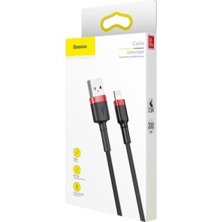 Baseus - Data Cable Cafule - USB to Lightning, 1.5A, 2m - Red Black
