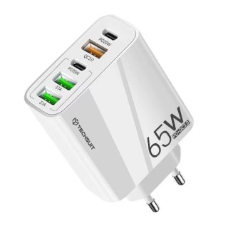 Techsuit - Premium Wall Charger PentaXPower (CHC2) - 3x USB QC 3.0, 2x Type-C PD 20W, 65W, GaN, Quick Charge - White