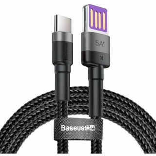 Baseus - Data Cable Cafule Series Metal (CATKLF-PG1) - USB to Type-C, Fast Charging, 40W, 5A, Nylon Braid, Velcro, 1m - Black