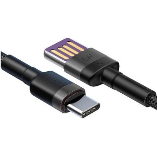 Baseus - Data Cable Cafule Series Metal (CATKLF-PG1) - USB to Type-C, Fast Charging, 40W, 5A, Nylon Braid, Velcro, 1m - Black