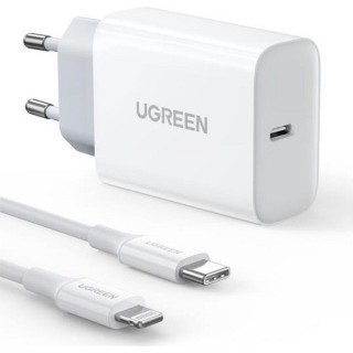 Leewello Φορτιστής με Θύρα USB-C και Καλώδιο USB-C - USB-C 20W Λευκός