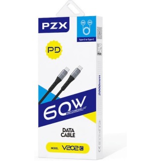 Pzx Data Cable Type-C To Type-C 60W 2Μ - Black (V202C)