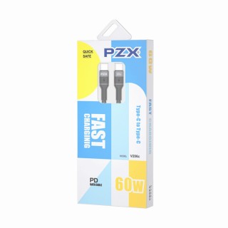 Pzx  Data Cable Type-C To Type-C 60W 1M - Black (V206C)