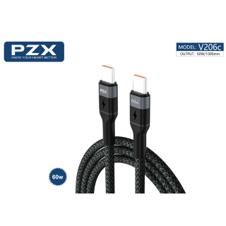 Pzx  Data Cable Type-C To Type-C 60W 1M - Black (V206C)