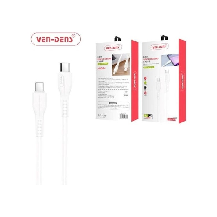 Ven-Dens VD-DCD06 USB-C to USB-C 2M-Λευκό