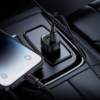 Borofone Car Charger (BZ34B) Type C/ USB A, PD20W, Dual Port, 38W, Black