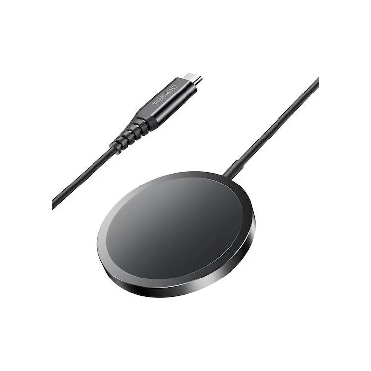 Yesido - Wireless Charging Station (DS21) - for iPhone, Fast Charging, N52 Magnets, Strong Adsorption, 15W, Type-C - Black