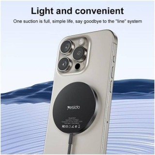 Yesido - Wireless Charging Station (DS21) - for iPhone, Fast Charging, N52 Magnets, Strong Adsorption, 15W, Type-C - Black