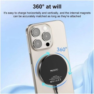 Yesido - Wireless Charging Station (DS21) - for iPhone, Fast Charging, N52 Magnets, Strong Adsorption, 15W, Type-C - Black