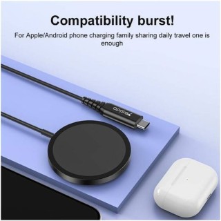 Yesido - Wireless Charging Station (DS21) - for iPhone, Fast Charging, N52 Magnets, Strong Adsorption, 15W, Type-C - Black