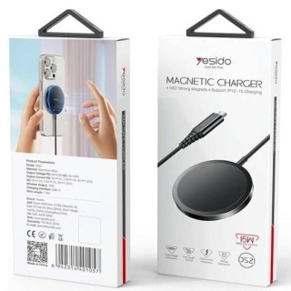 Yesido - Wireless Charging Station (DS21) - for iPhone, Fast Charging, N52 Magnets, Strong Adsorption, 15W, Type-C - Black