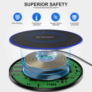 Techsuit - Wireless Charger Premium (CHWR031) - RGB Colors, 15W, 3A - Black