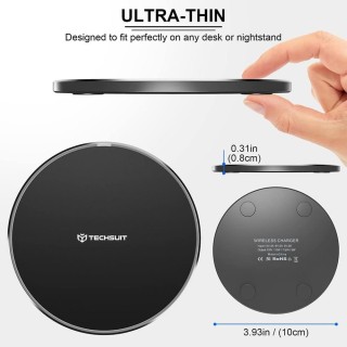 Techsuit - Wireless Charger Premium (CHWR031) - RGB Colors, 15W, 3A - Black