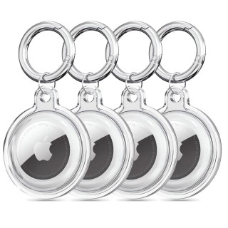 Techsuit - (4 pack) Secure Holder Silicone (CT15) - Apple AirTag Case - Clear