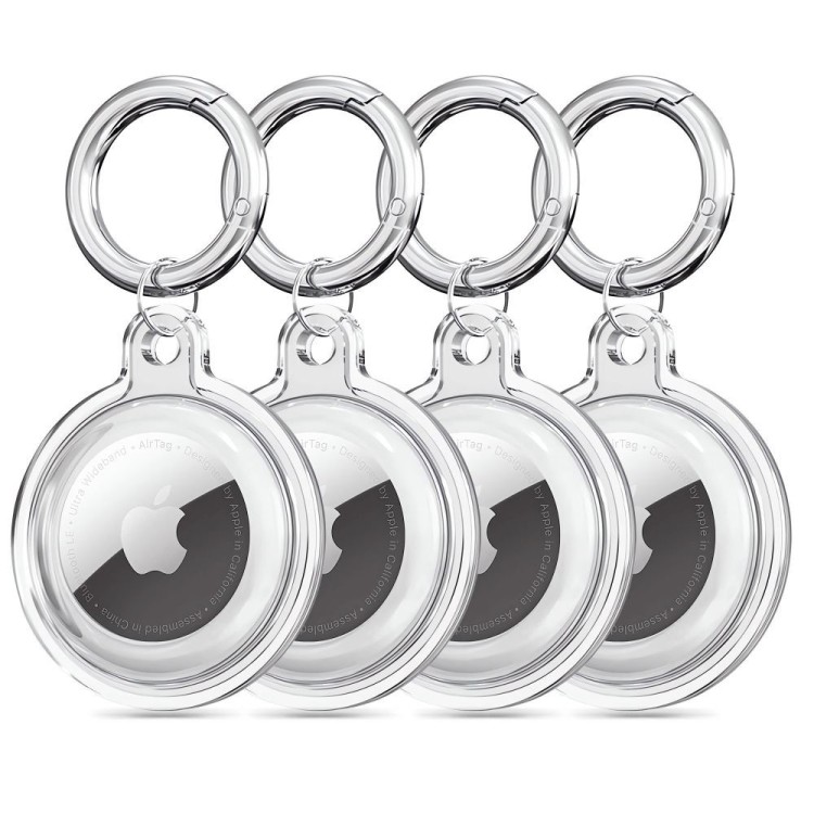 Techsuit - (4 pack) Secure Holder Silicone (CT15) - Apple AirTag Case - Clear
