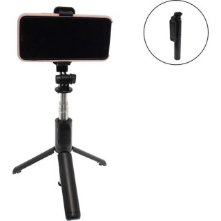 Techsuit - Selfie Stick (Q01) - with Bluetooth Remote Control and Stable Tripod Mount, 101cm - Black