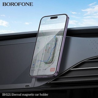 Borofone - Car Holder (BH121) - Magnetic, for Dashboard, Adhesive Base 4.5–7 inch - Black/Gray