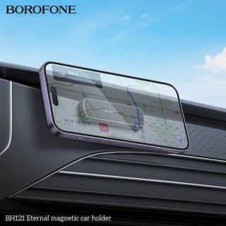 Borofone - Car Holder (BH121) - Magnetic, for Dashboard, Adhesive Base 4.5–7 inch - Black/Gray