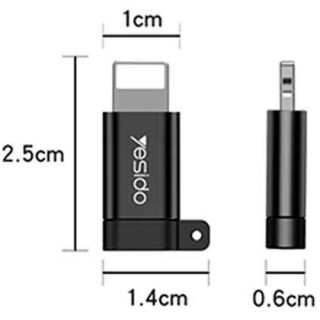 Yesido - OTG Adapter (GS05) - Lightning to Micro USB, Plug & Play, 480Mbps - Black