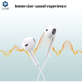 Lito - Wired Earphones (LF01T) - Type-C, Stereo, Half In-ear, with HD Microphone, 1.2m - White