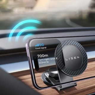 Lisen - Car Holder (YL0223050002) - Magnetic Grip, for Dashboard, Universal, Adjustable, Secure Fit, N52 Magnets - Black