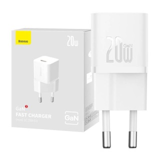 Baseus - Wall Charger (CCGN050102) - GaN, Type-C, Fast Charging, 20W - White