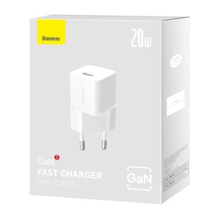 Baseus - Wall Charger (CCGN050102) - GaN, Type-C, Fast Charging, 20W - White