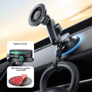 ESR - Car Holder OmniLock (2B5240162) - for Dashboard, 360°, Magnetic, Flexible Ball-joint Arm, Aluminum - Black/Carbon Fiber