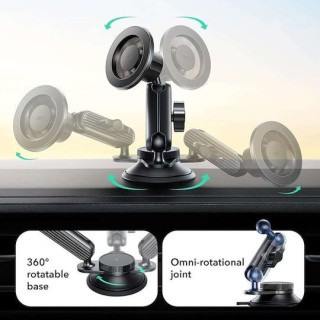 ESR - Car Holder OmniLock (2B5240162) - for Dashboard, 360°, Magnetic, Flexible Ball-joint Arm, Aluminum - Black/Carbon Fiber