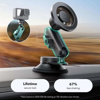 ESR - Car Holder OmniLock (2B5240162) - for Dashboard, 360°, Magnetic, Flexible Ball-joint Arm, Aluminum - Black/Carbon Fiber