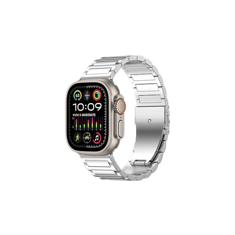 Techsuit - Watchband (W012) - Apple Watch 1/2/3/4/5/6/7/8/9/10/11/SE/SE 2/SE 3/Ultra/Ultra 2/Ultra 3 (42/44/45/46/49mm) - Silver