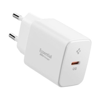 Spigen - Wall Charger Essential EE201EU (ACH08701) - Type-C, GaN, Fast Charging, PD20W, Quantum Boost - White