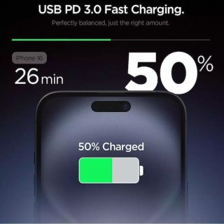 Spigen - Wall Charger Essential EE201EU (ACH08701) - Type-C, GaN, Fast Charging, PD20W, Quantum Boost - White