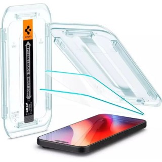 Spigen - (2 pack) Glas.tR EZ-FIT (AGL07928) - iPhone 16 Pro / iPhone 17 / iPhone 17 Pro - Clear