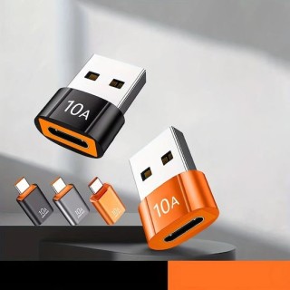 Techsuit - Premium OTG Adapter HyperPort (A7) - Type-C to USB3.0, 5Gbps, 10A, Converter for Phone - Black / Orange